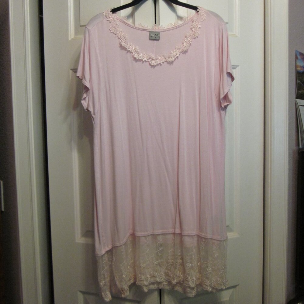 Upcycled Champion Lace Hem Pink Tunic Sz XL